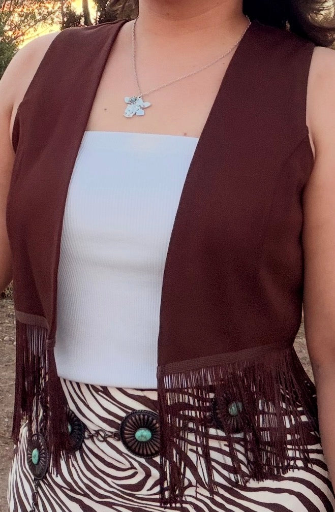 Brown Fringe Vest